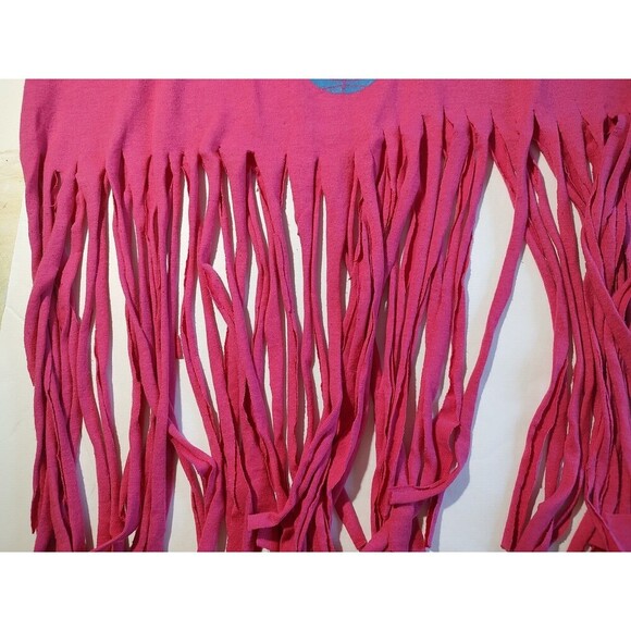 Cheetah basketball Tshirt bright red fringed tee shirt, hippie, M Delta Custom - Picture 3 of 6